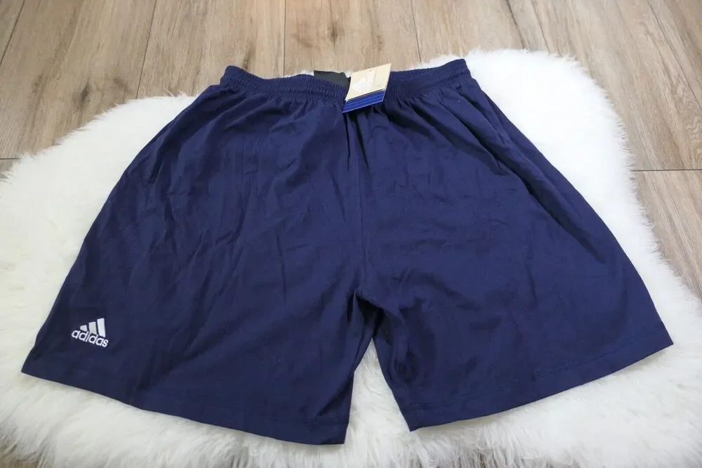 NWT Vintage Rare Adidas TEAM Cotton Jersey Shorts 90s Y2K Men XL Blue - USA